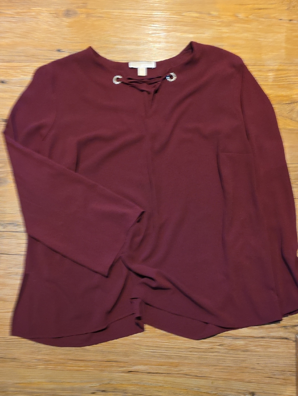MICHAEL Michael Kors Burgundy Lace-Up Long Sleeve Top